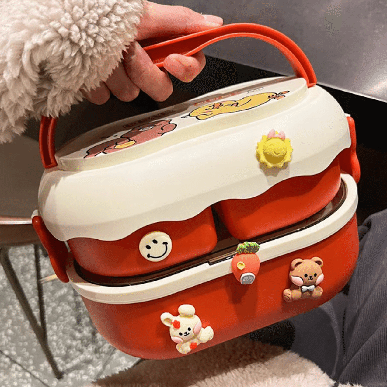 Japanese multilayer lunchbox bento boxes can be microwaved-red 1 개