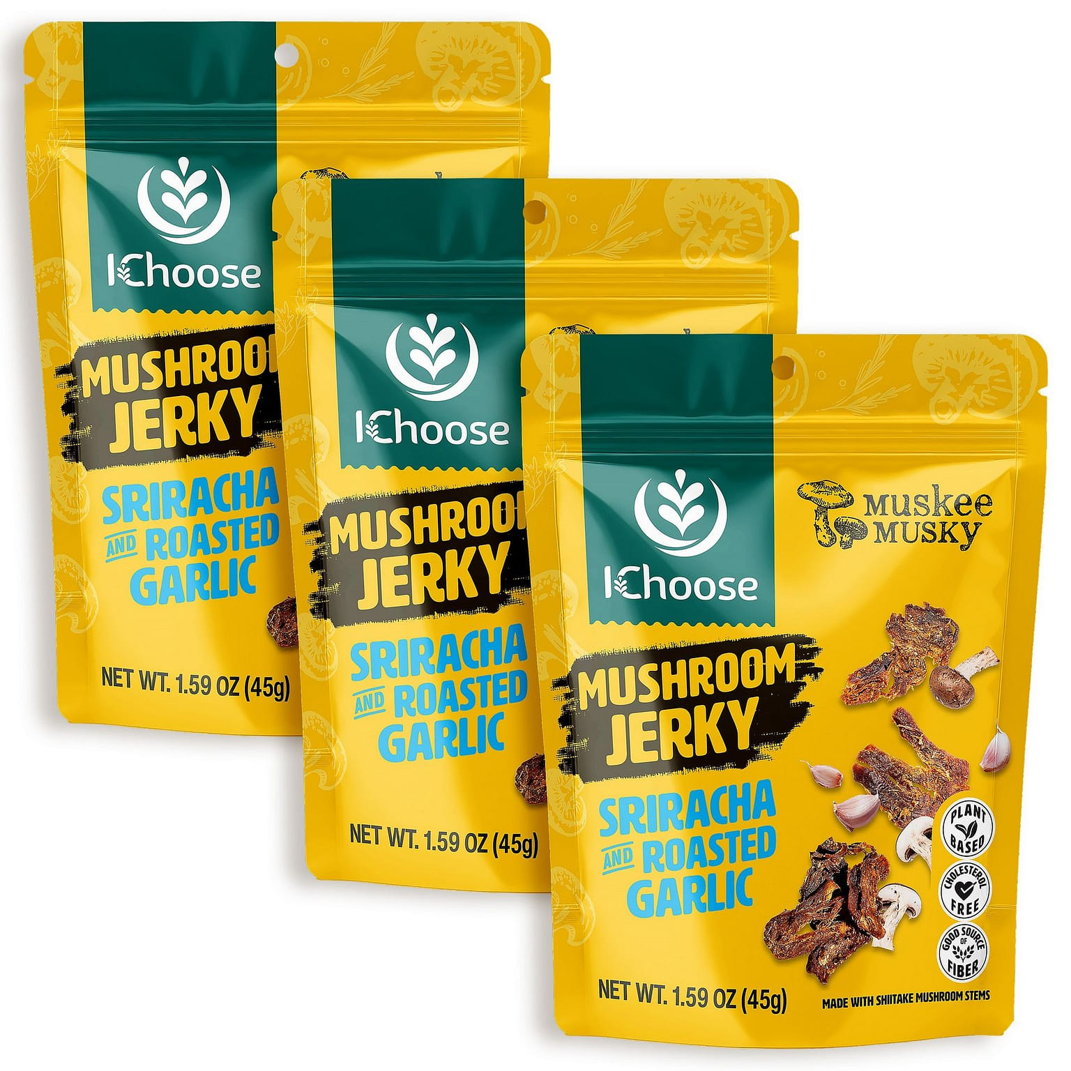 Mushroom Jerky, Sriracha Garlic Flavor 45g 3 Pack 45 กรัม