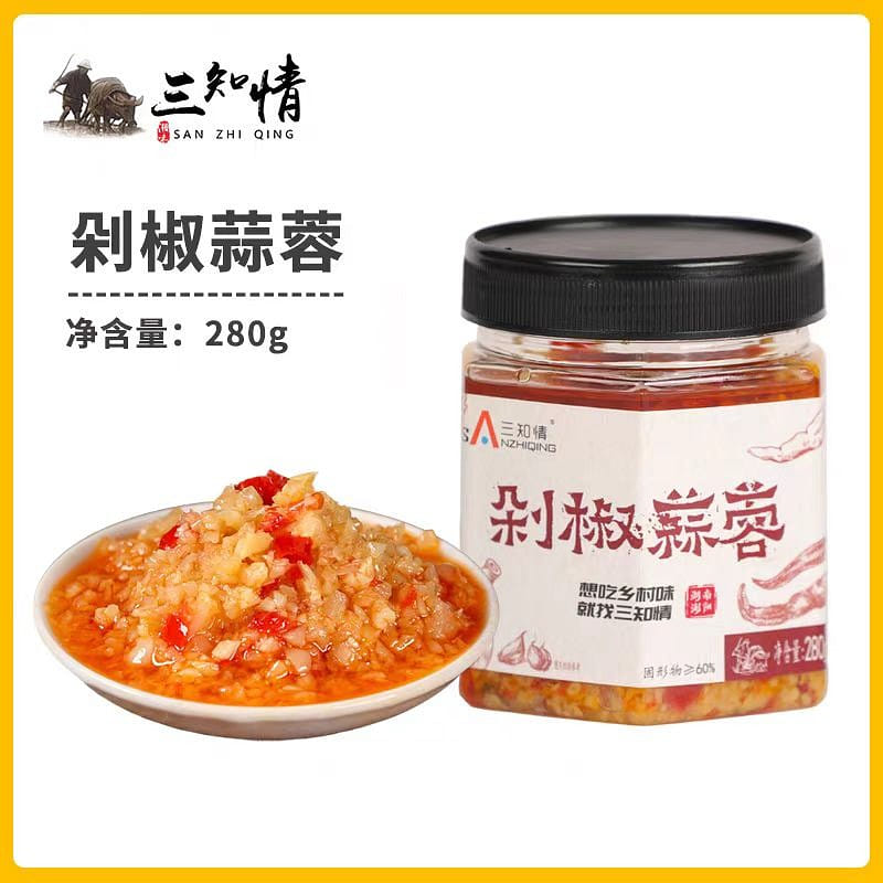 San Zhi Qing Chopped pepper garlic sauce 280g*1 bottle 280 กรัม