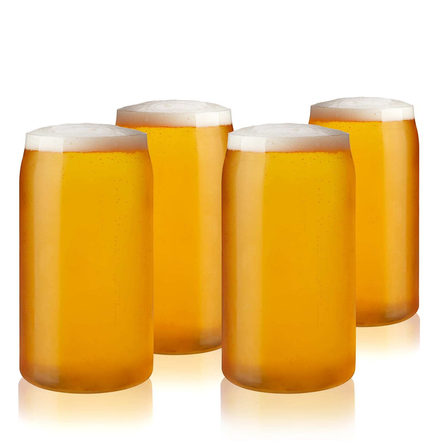 True Beer Can Pint Glass, Clear Glass Beer Cup, Set of 4, Holds 16 Ounces, Dishwasher Safe, Beer Can Shape, Tapered Lip, Craft Beer Glass 16 온스