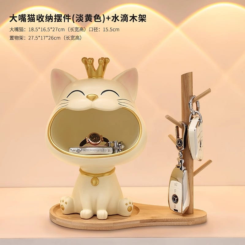 招财猫钥匙收纳玄关摆件入户门口家居 摆件+ 置物架 1 份