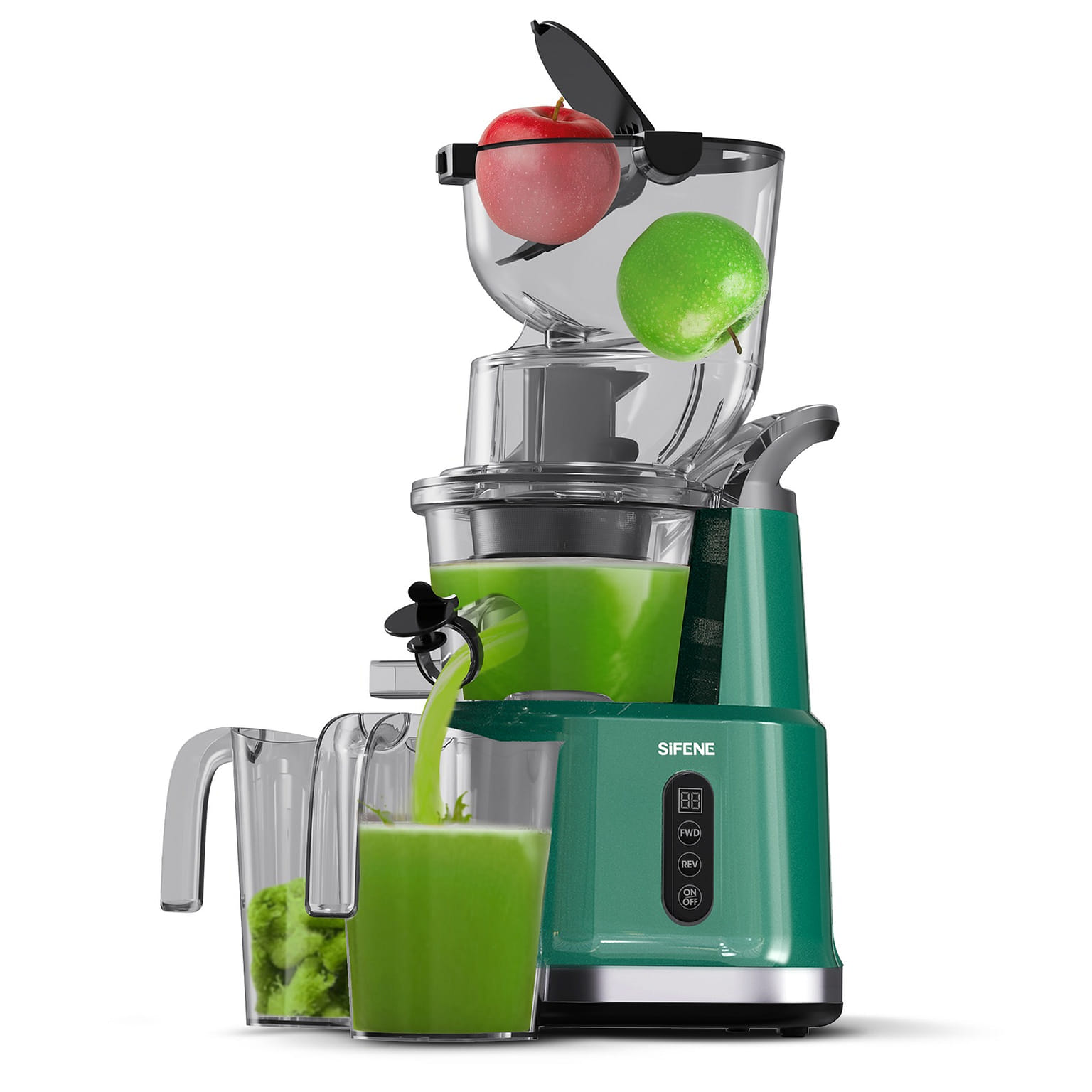 SIFENE 200W Cold Press Juicer Machine, 83mm Wide Mouth for Whole Fruit, Green 1 อัน
