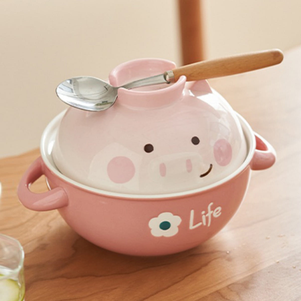 Cartoon Ceramic Noodle Bowls with Handles Piggy 1 개