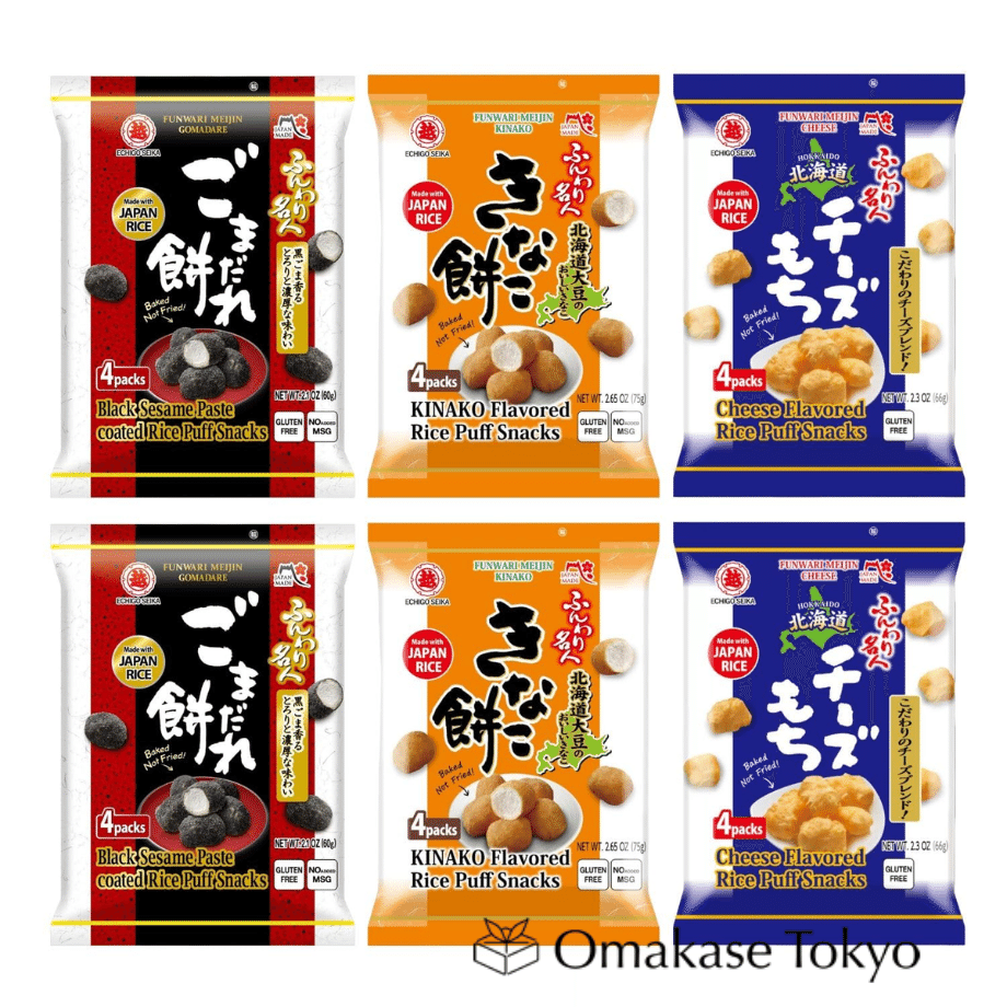 Echigo Seika Funwari Meijin Rice Puff Variety x6pk 14.22 온스