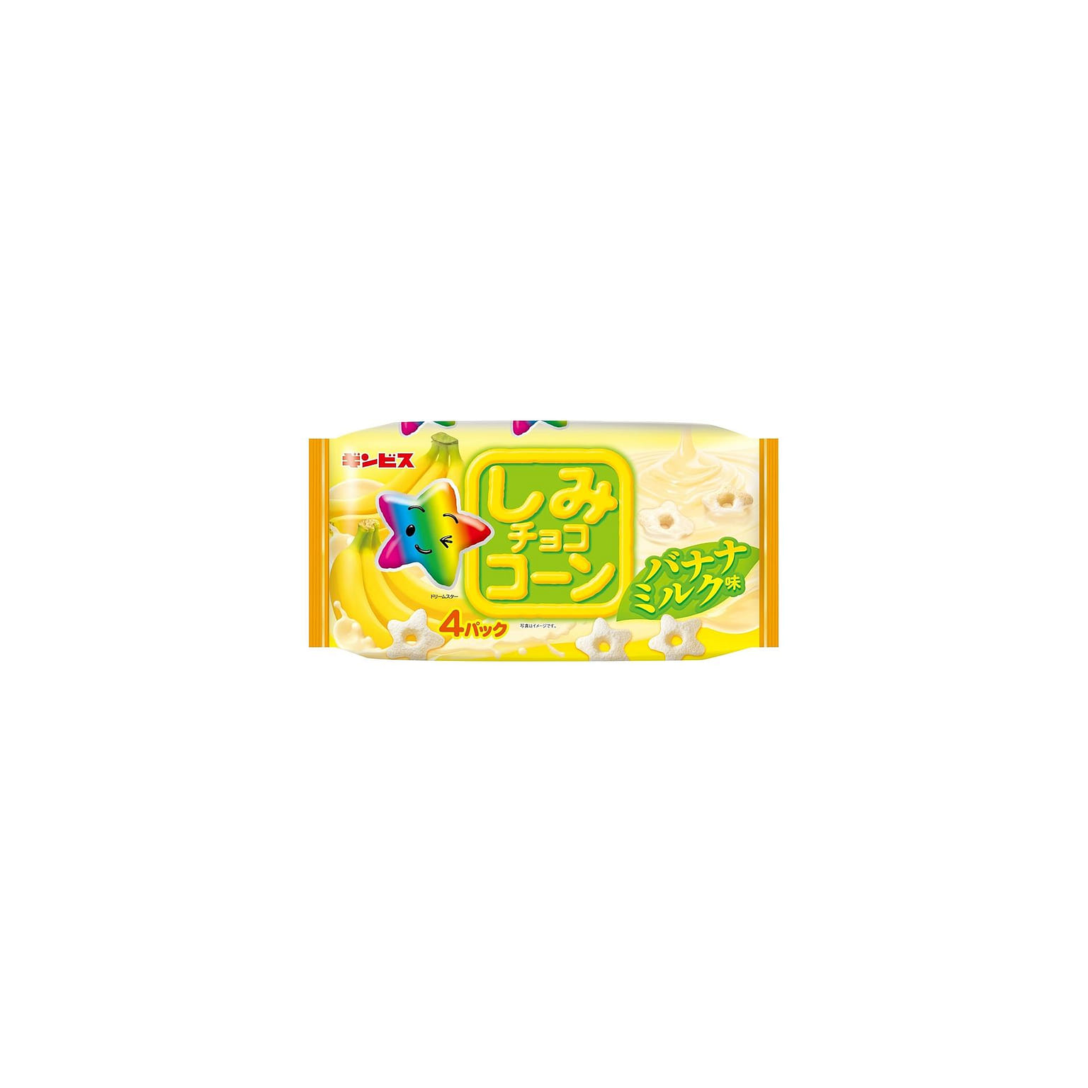 GINBIS Chocolate Corn Puffs Banana Milk Flavor 88 g