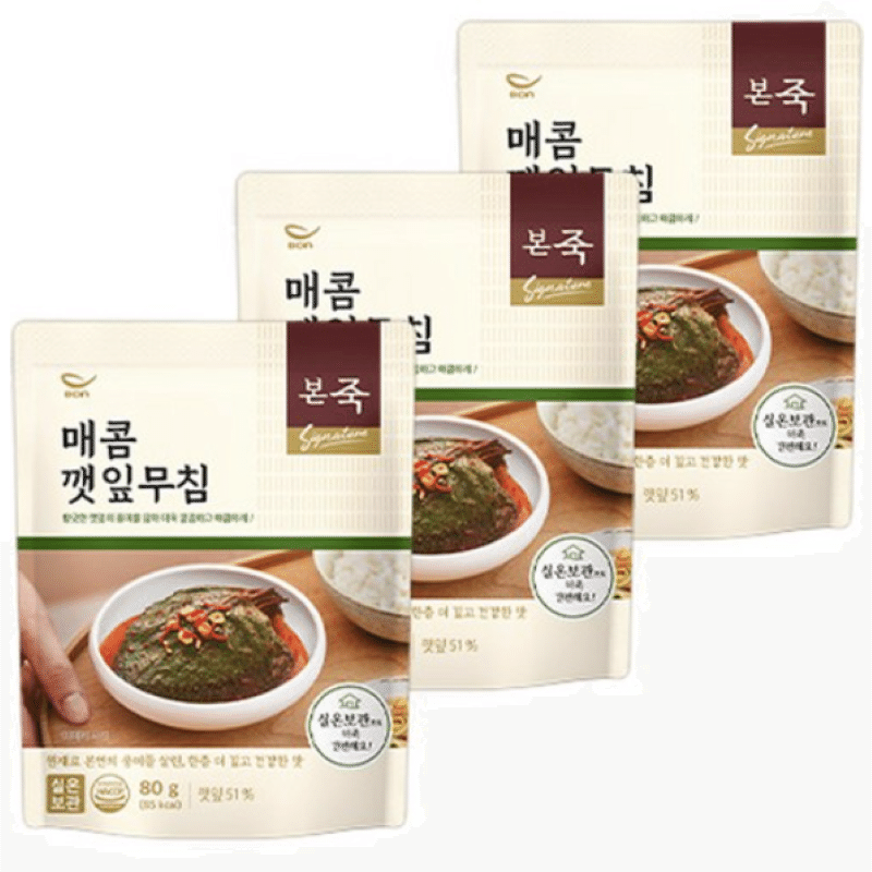 [Korea Direct ] Spicy sesame leaves 80g, 3 bags 240 g