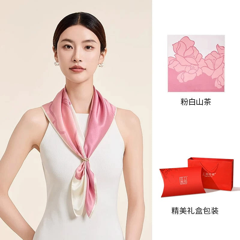 SKIL OF Hangzhou Scarf (Pink & White Camellia) 1 count