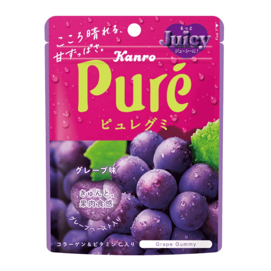 KANRO PURE Regular Grape Fruit Juice Gummies 56g