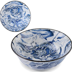 Mino Ware Japanese Wide Mouth Ceramic Bowl, Udon Ramen Noodle Soup Bowl, Dragon 28 oz