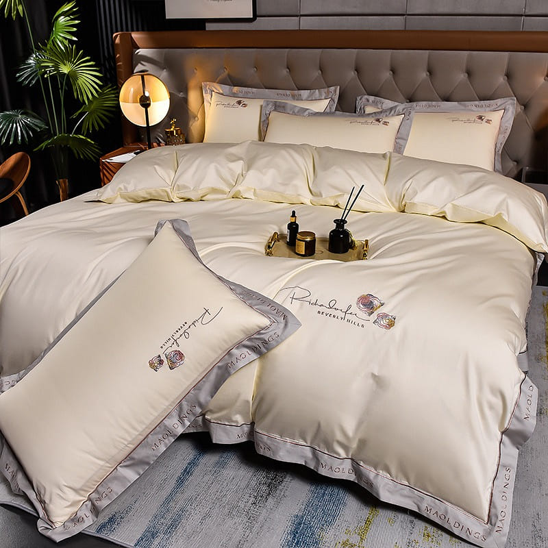 Cotton Duvet Cover and Sheet Four-Piece Set White Double Size 2500 그램