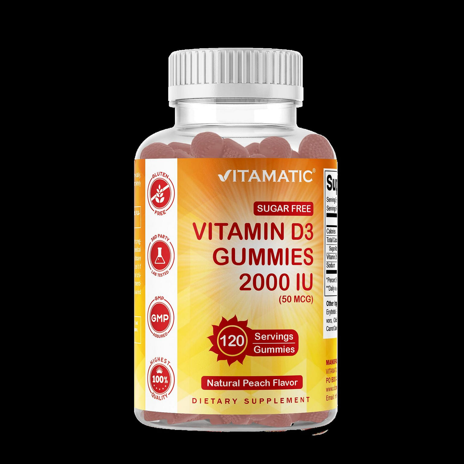 Sugar Free Vitamin D3 2000 IU - 120 Gummies 1 개