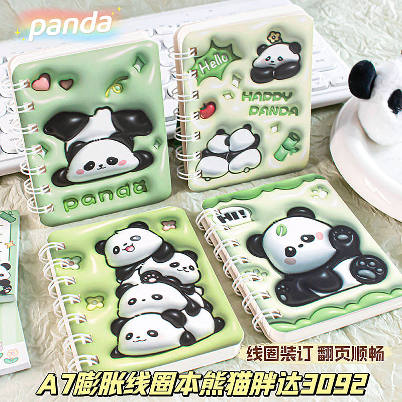 3D Puffy A7 Spiral Pocket Notebook Panda 1 each