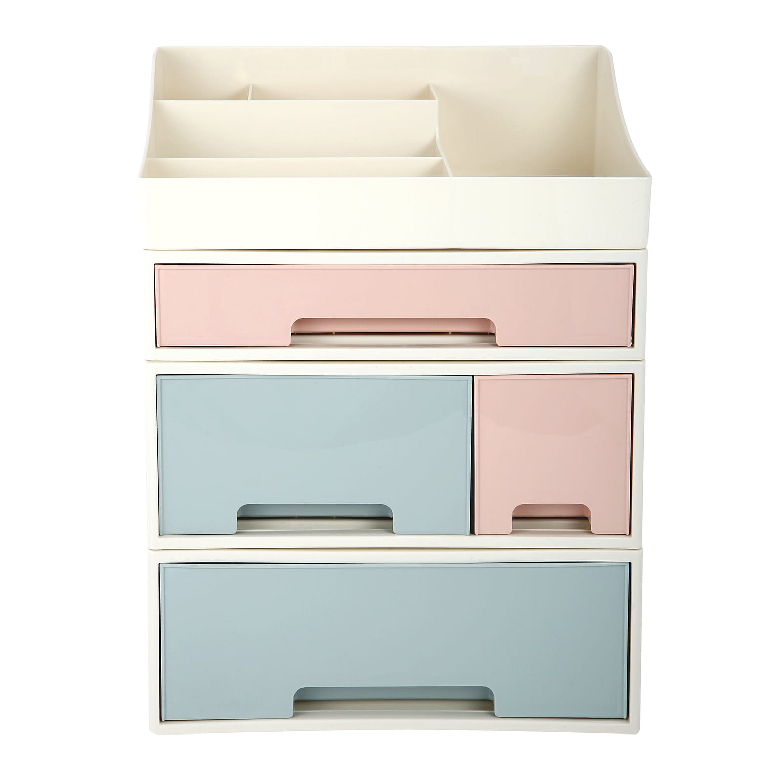 Multifunctional 4-Lay Storage Box [TCDF] 4 Drawers 5 Slots Green Blue Pink 1 개입