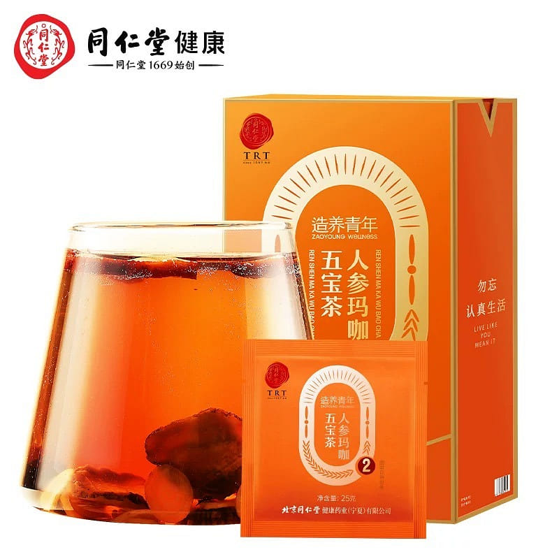 Beijing Tong Ren Tang Ginseng, Maca, Goji Berry, and Five Treasures Tea 175g (25 175 g