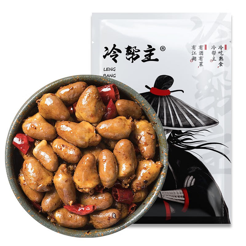 Spicy Duck Hearts, a ready-to-eat Sichuan specialty. These vacuum-packed, 500 그램