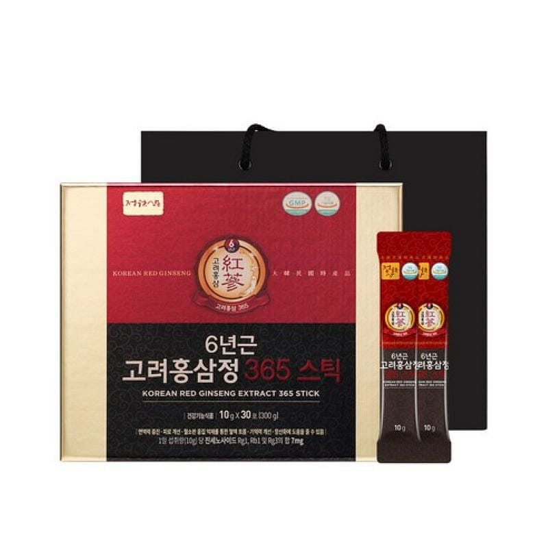 정원삼 6년근 고려홍삼정 365 스틱 30포 + 쇼핑백, (300g, 1개) 1 케이스