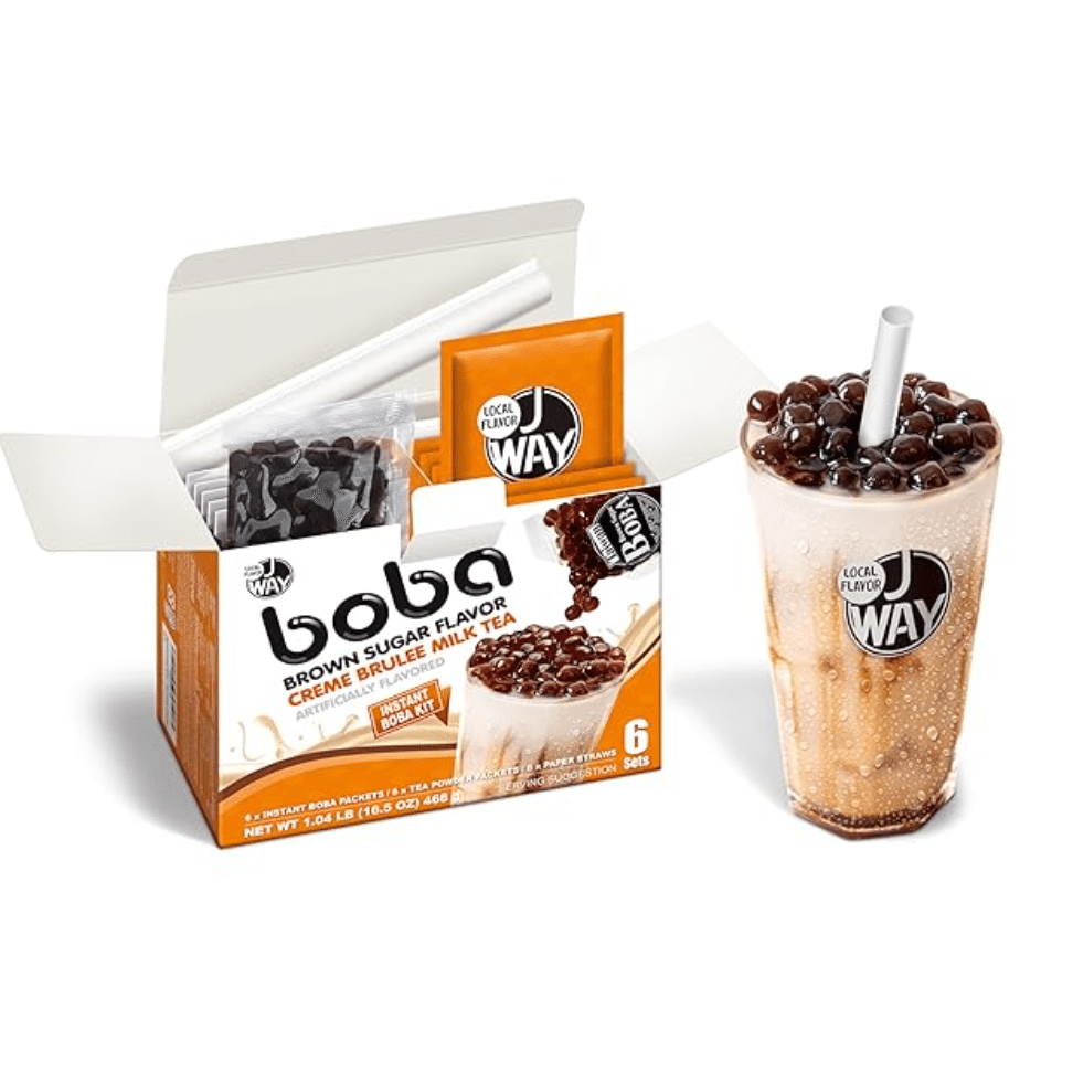 J WAY Instant Caramel Boba Milk Tea (Cream Brulee Flavor) - 6 Servings 1 กล่อง