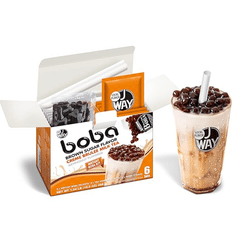 J WAY Instant Caramel Boba Milk Tea (Cream Brulee Flavor) - 6 Servings 1 box