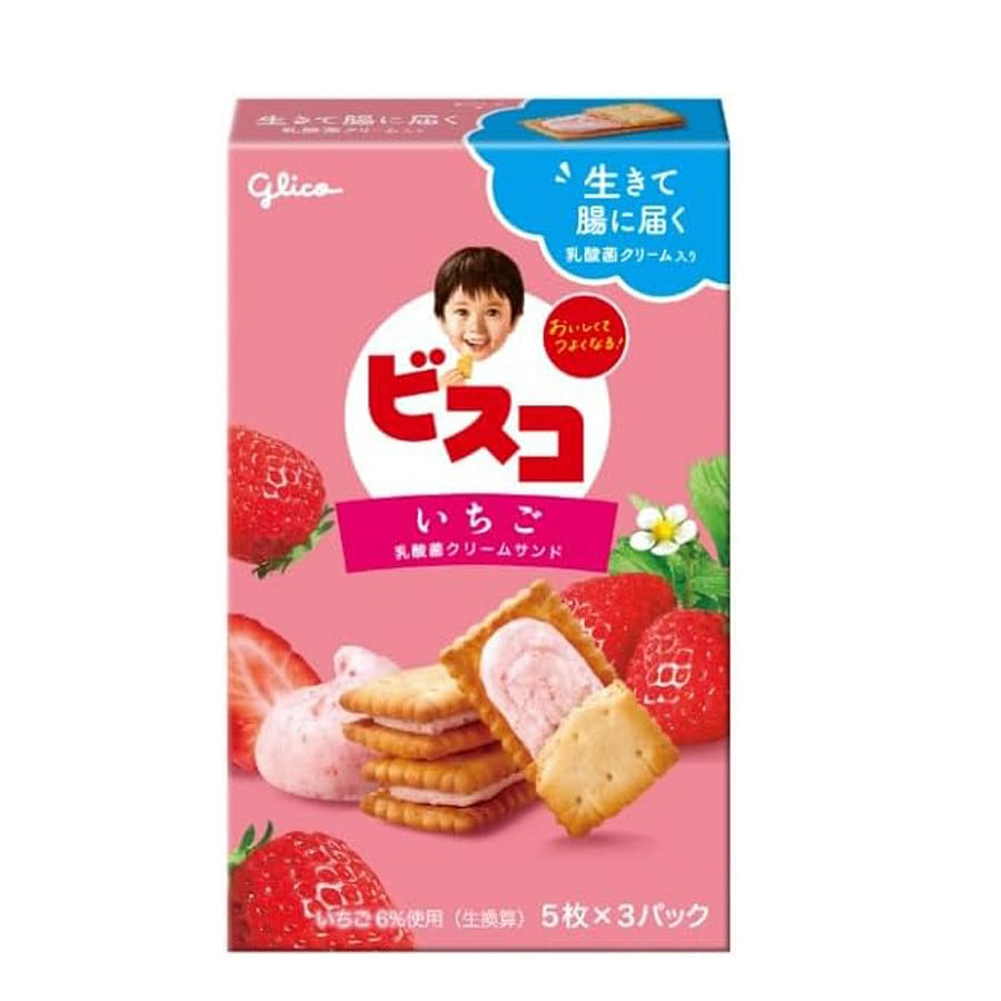 グリコ Glico ビスコ いちご 15枚/ 1 箱