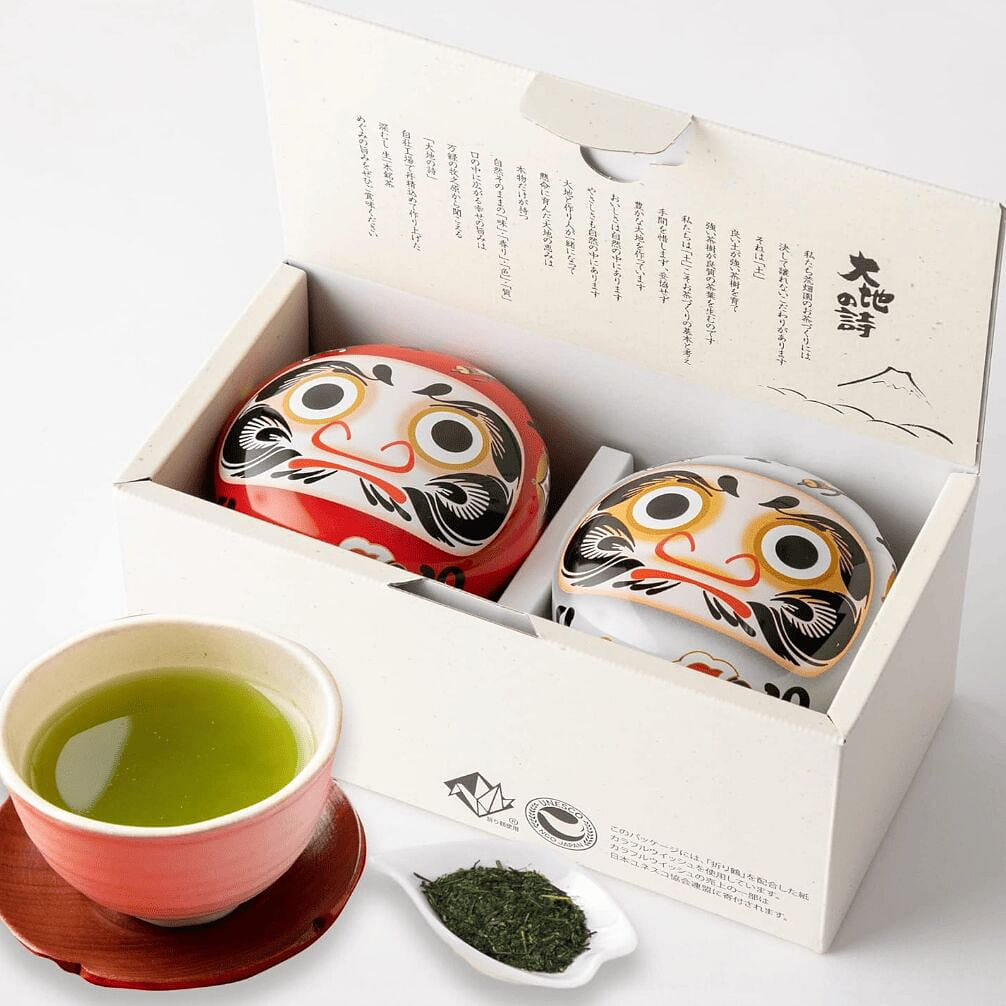 Arahataen Shizuoka Tea Red and White Daruma Can 160 그램