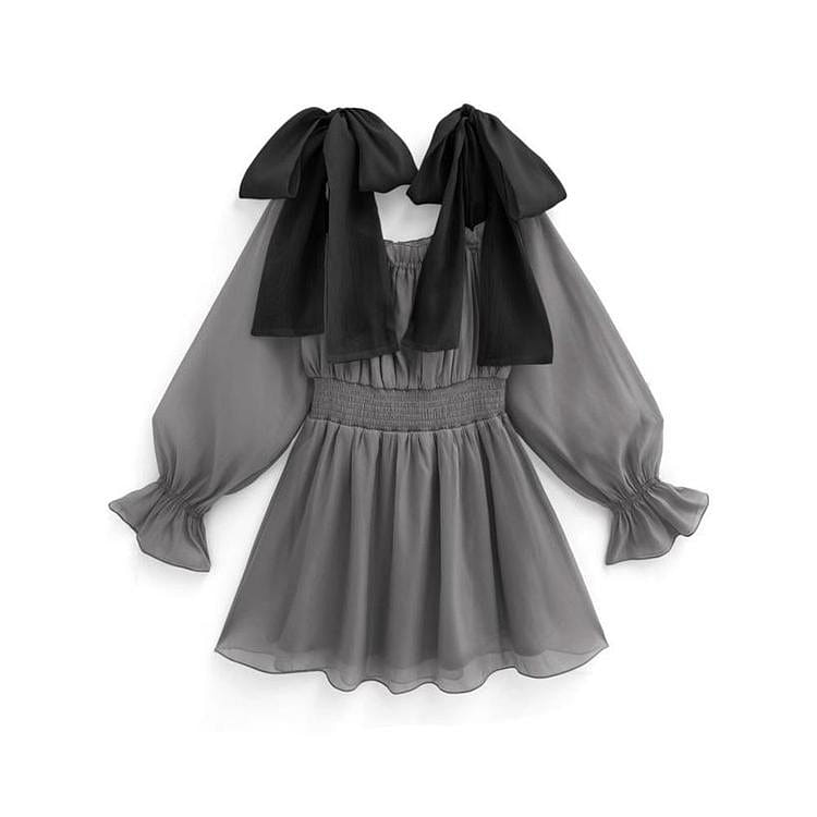 GRL Sheer Mini Dress Gray F 1 개