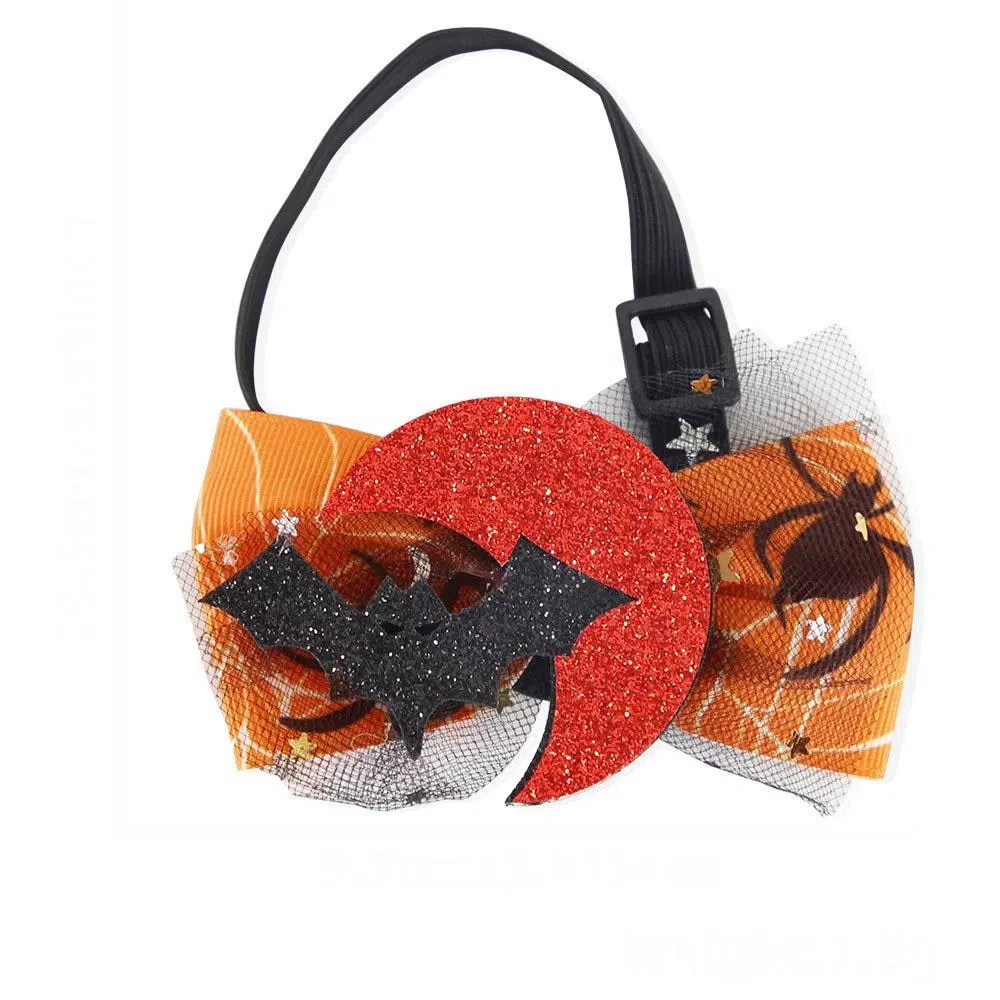 Pet Halloween Bow Tie Mesh Bow  Tie Accessories-Blood Moon Bat 1 個
