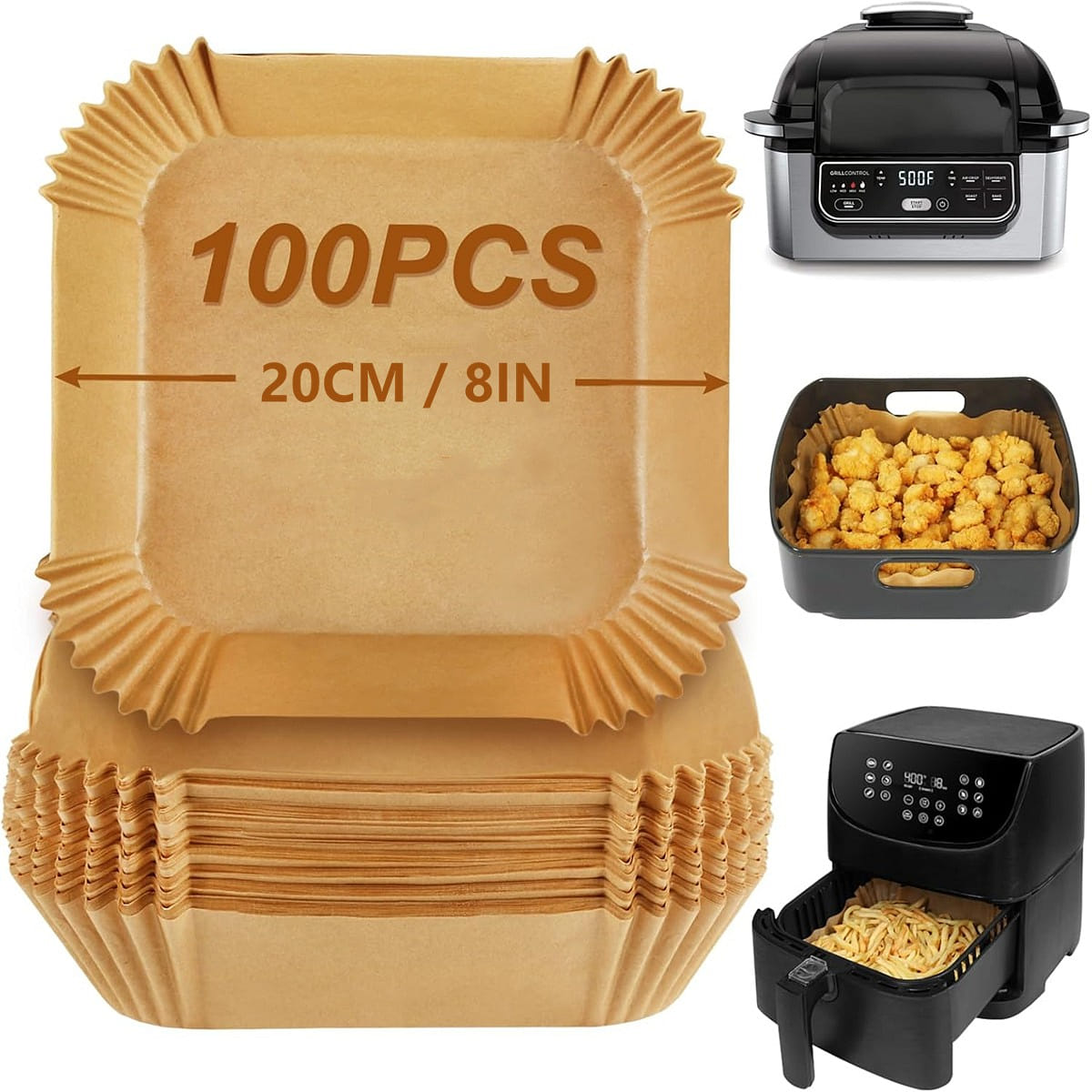 Air Fryer Paper Liners,100Pcs Parchment Paper 8IN 1 each