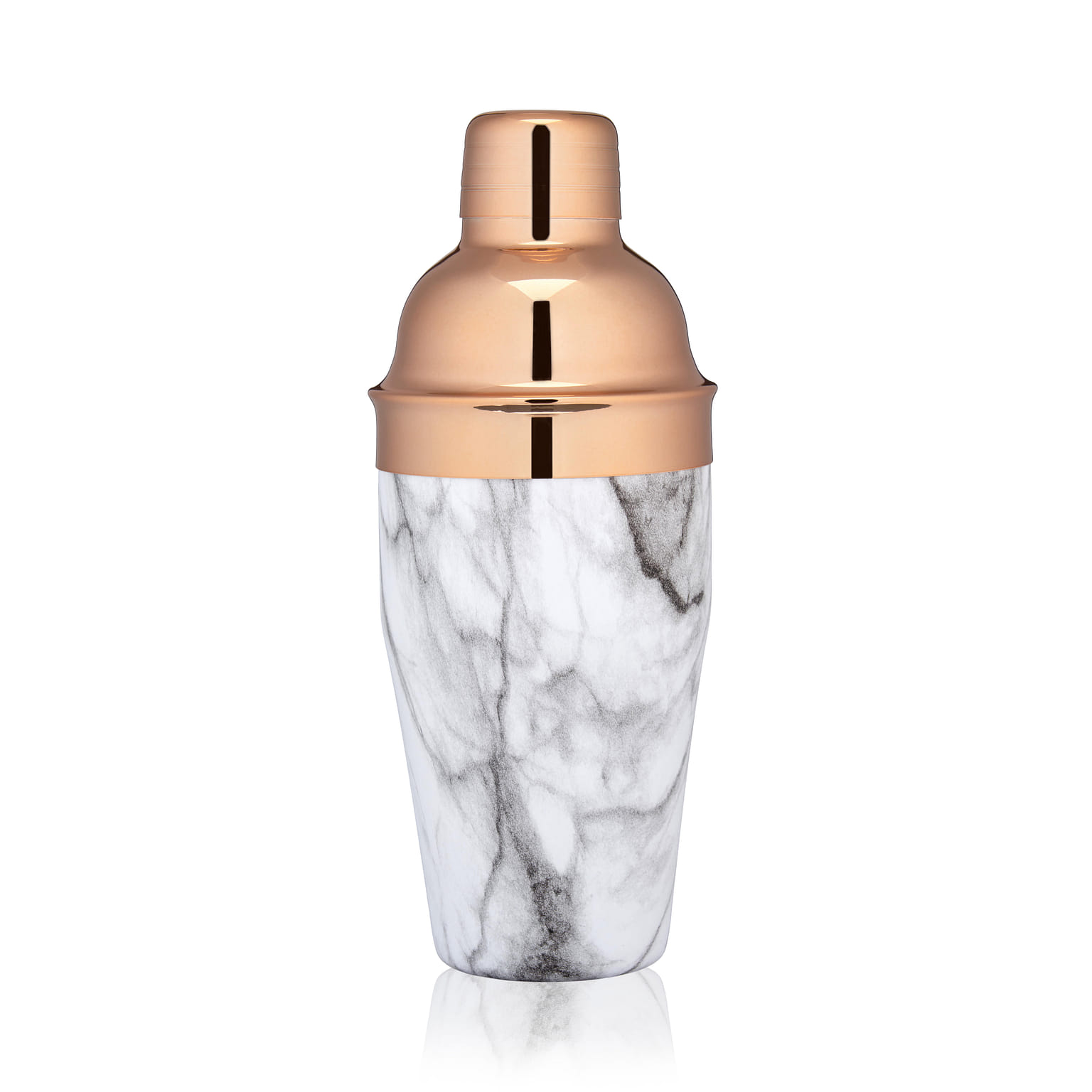 True Copper Marble Cocktail Shaker - Drink Shaker for Margarita, Mojito, Martini, Old Fashion and Bar Cocktails - 18 Oz Stainless Steel Cobbler Shaker with Lid & Strainer 16 oz