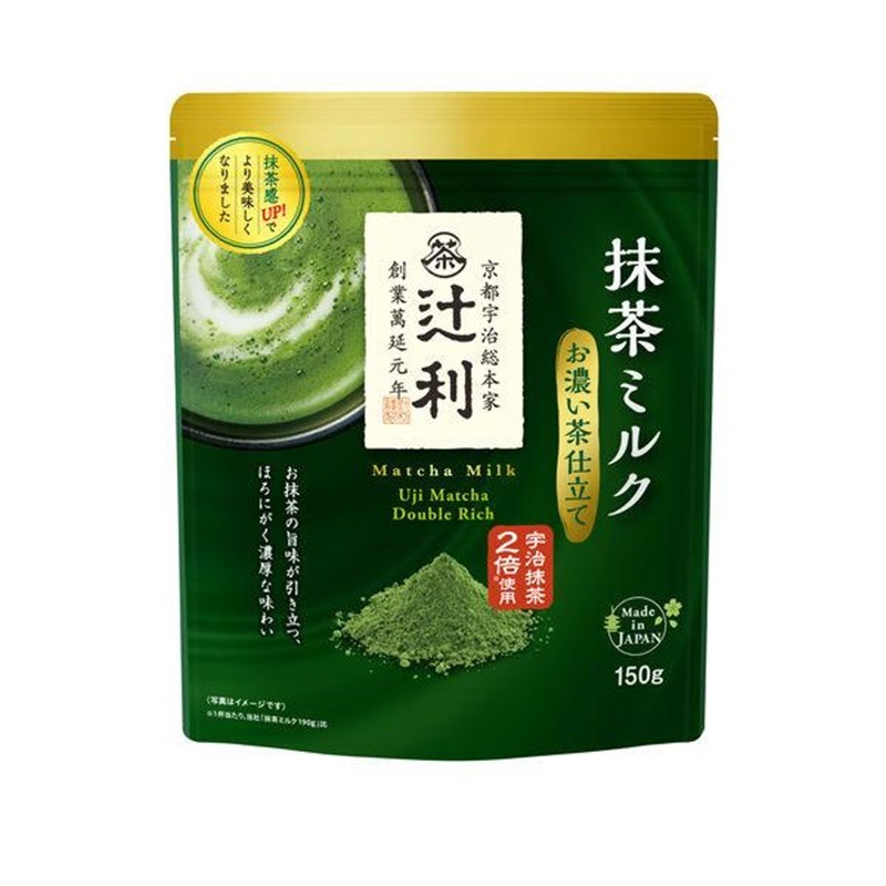 TSUJIRI辻利抹茶ミルク 濃い150g*12パック　1箱 日本から直送 辻利TSUJIRI 抹茶ミルク お濃い茶仕立て 150g×2袋 1 個