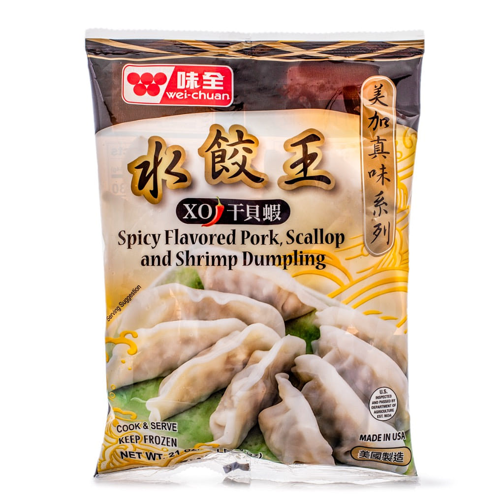 Wei Chuan เกี๊ยวหมูเผ็ด XO ไส้หอยเชลล์และกุ้ง แช่แข็ง 21 ออนซ์