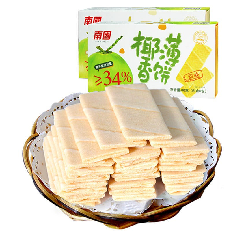 【2盒裝：鹹味+甜味 各1盒】南國 椰子餅乾 椰香薄餅 160 克 160 克