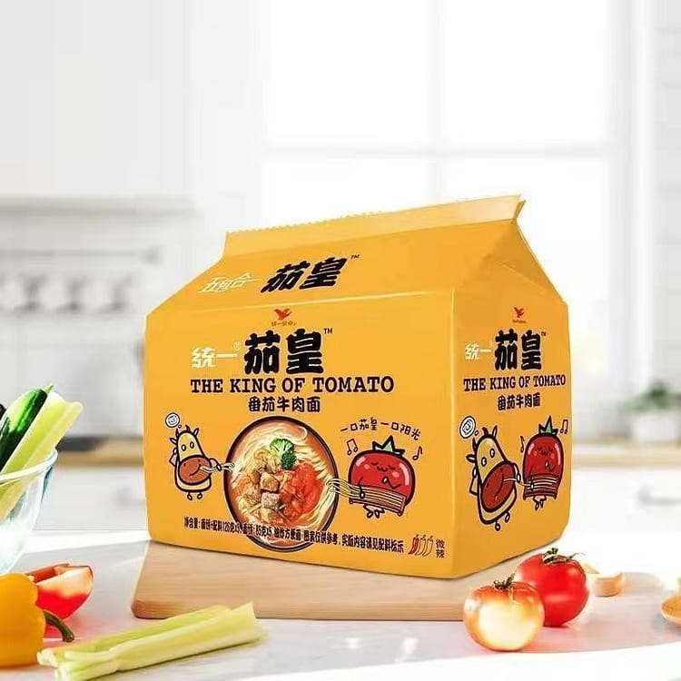 Tongyi Qiehuang Tomato Beef Noodles, 126g*5 - Weee!