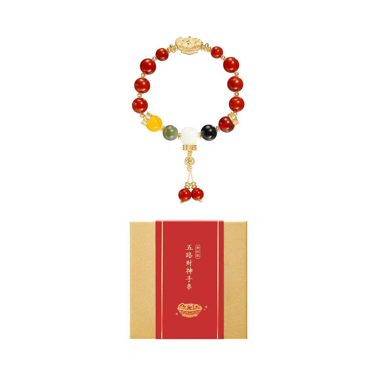 Five-path God of Wealth Bracelet in Agate style 1 ส่วน