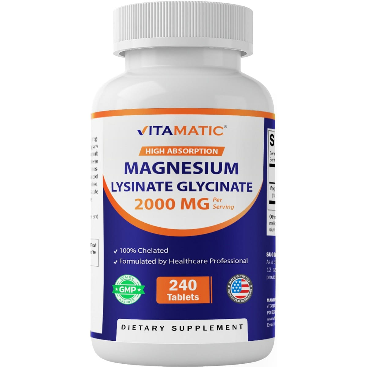 Vitamatic Magnesium as Glycinate Lysinate, 240 tab 1 개