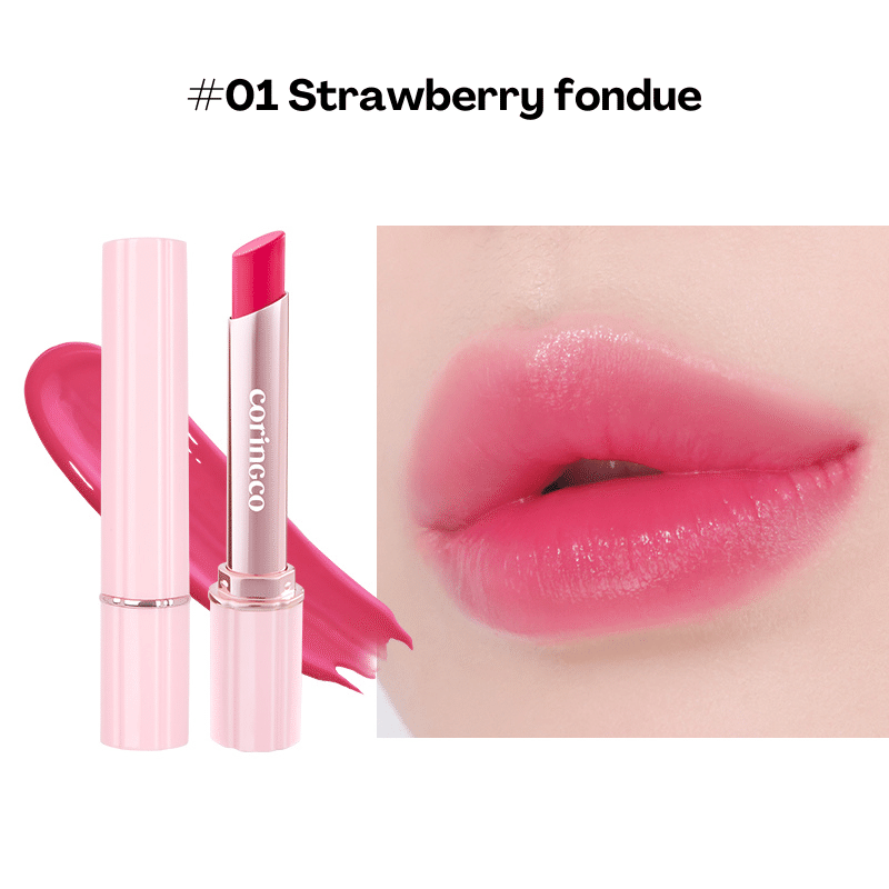CORINGCO Pink Churros Plumping Glossy Lip Lipstick #01 Strawberry Fondue 1 each