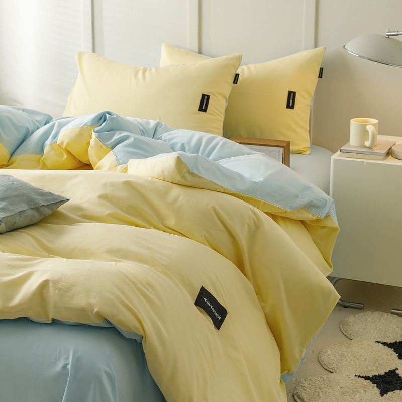 Bedding Set Flat Sheetx1 Duvet Coverx1 Pillow Casex2 Yellow 1 個