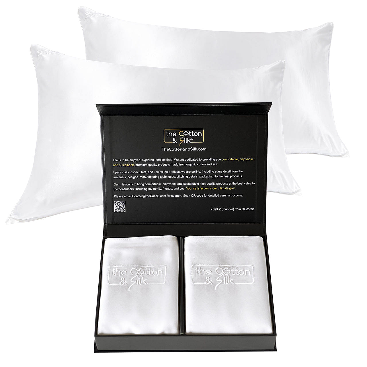 Luxurious 22 Momme Mulberry Silk Pillowcase Set of 2, White King Size (20“ x 36“) Set of 2 / White 1 ปอนด์