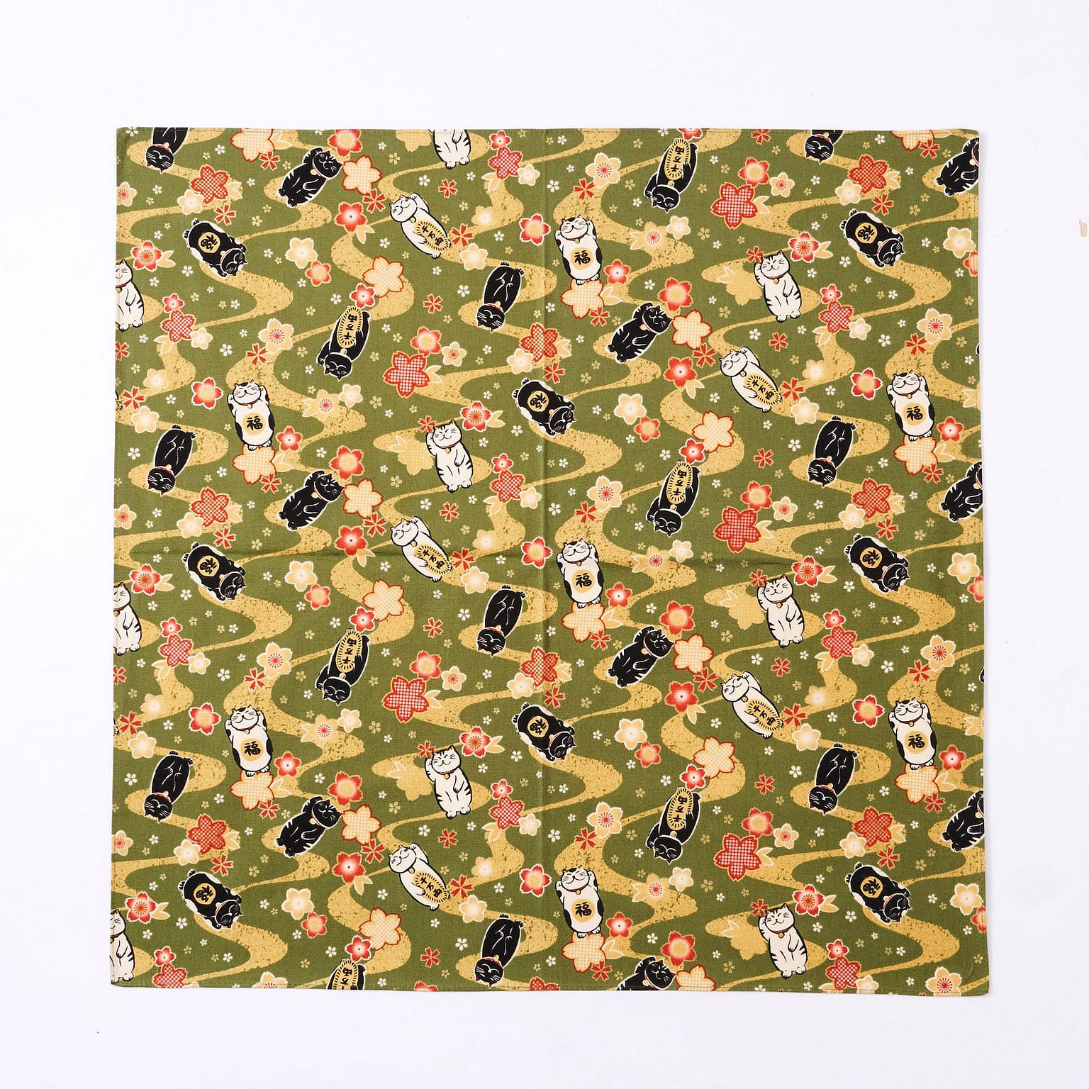 Neko Furoshiki (1 Sheet) - Green 45 그램