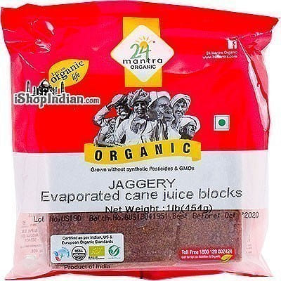 24 Mantra Organic Jaggery Block - Evaporated Cane Juice Block - 1 lb 1 磅