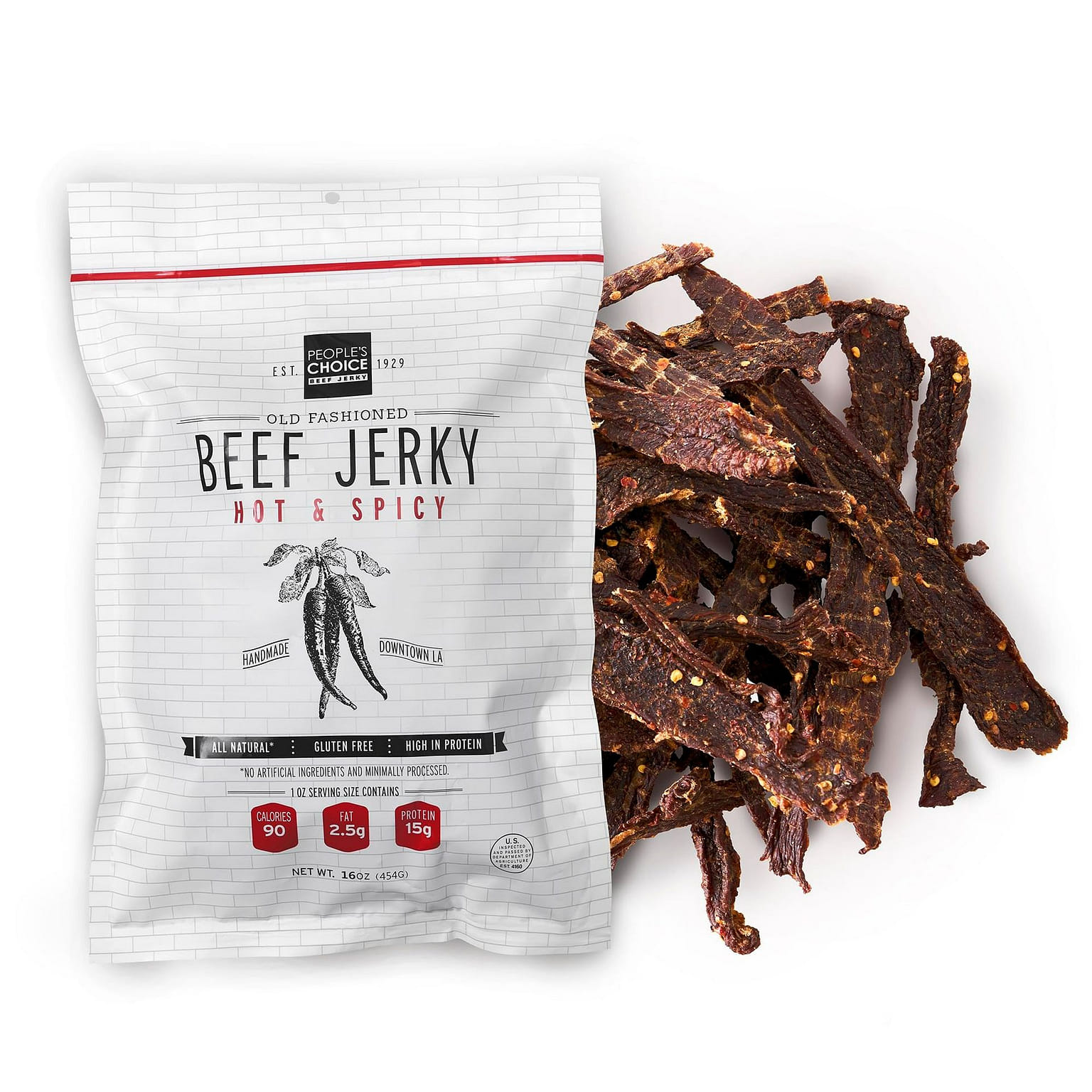 Beef Jerky Old Fashioned Hot&Spicy Sugar Free 16oz 1 each