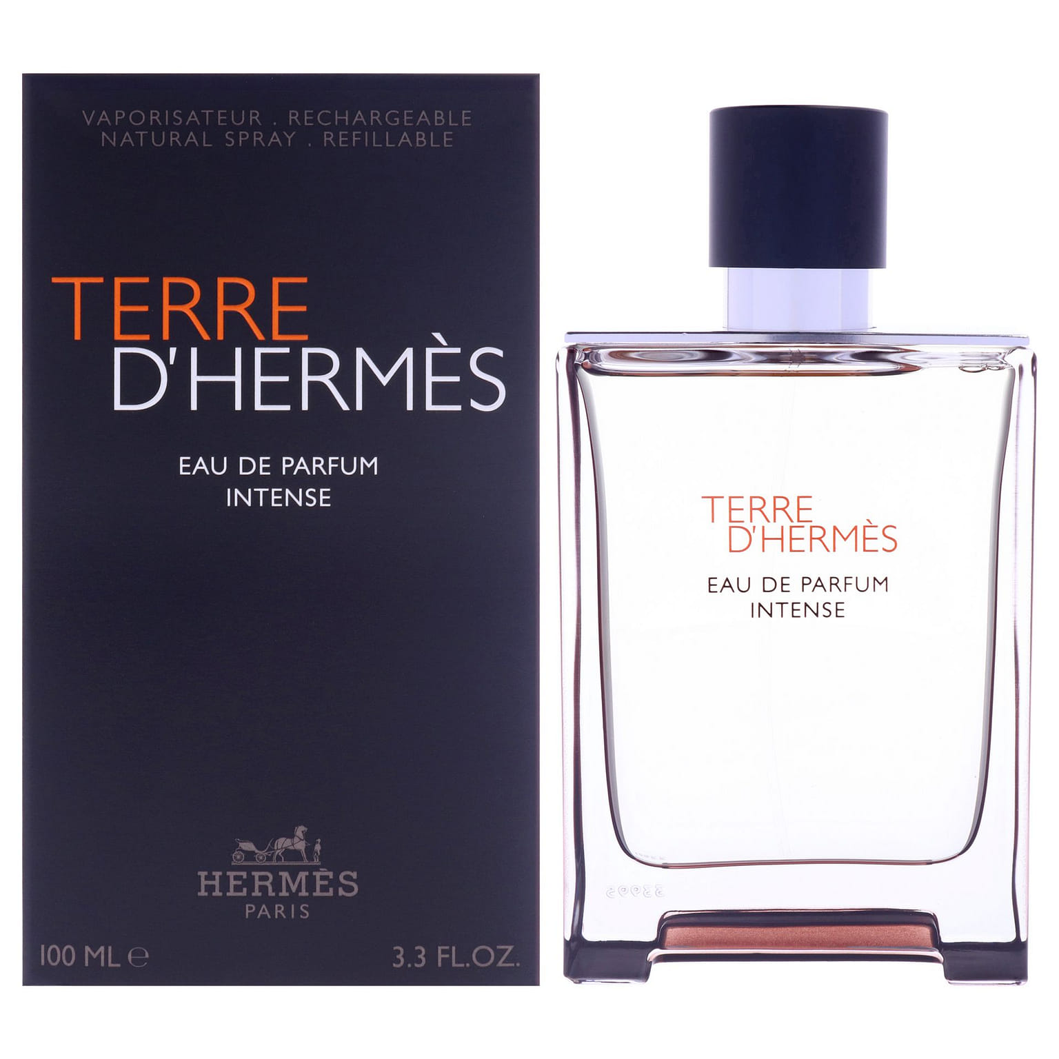 에르메스 테르 드 에르메스 인텐스 남성용 향수 - 3.3oz (100ml) EDP 스프레이 (리필 가능) 3.3 온스