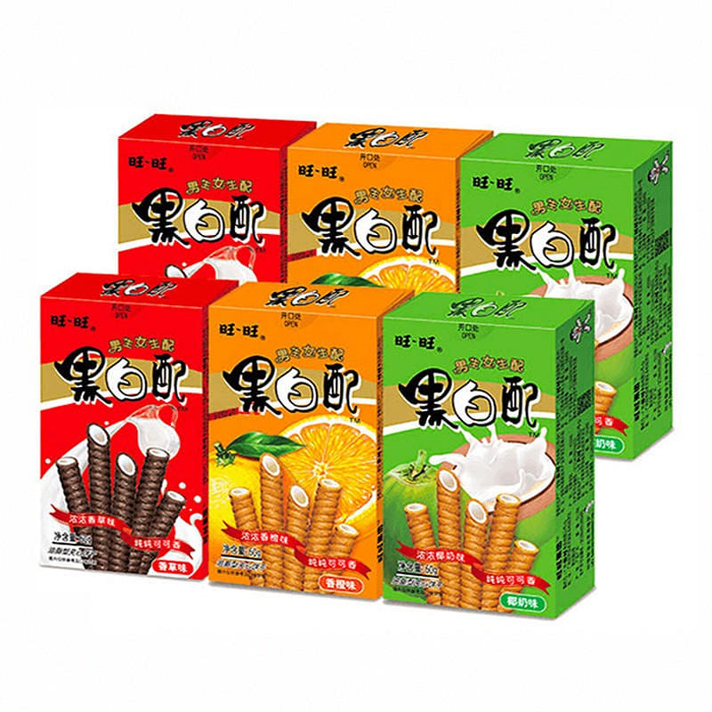 【2盒】旺旺黑白配 夹心卷蛋卷 香草味 112 克