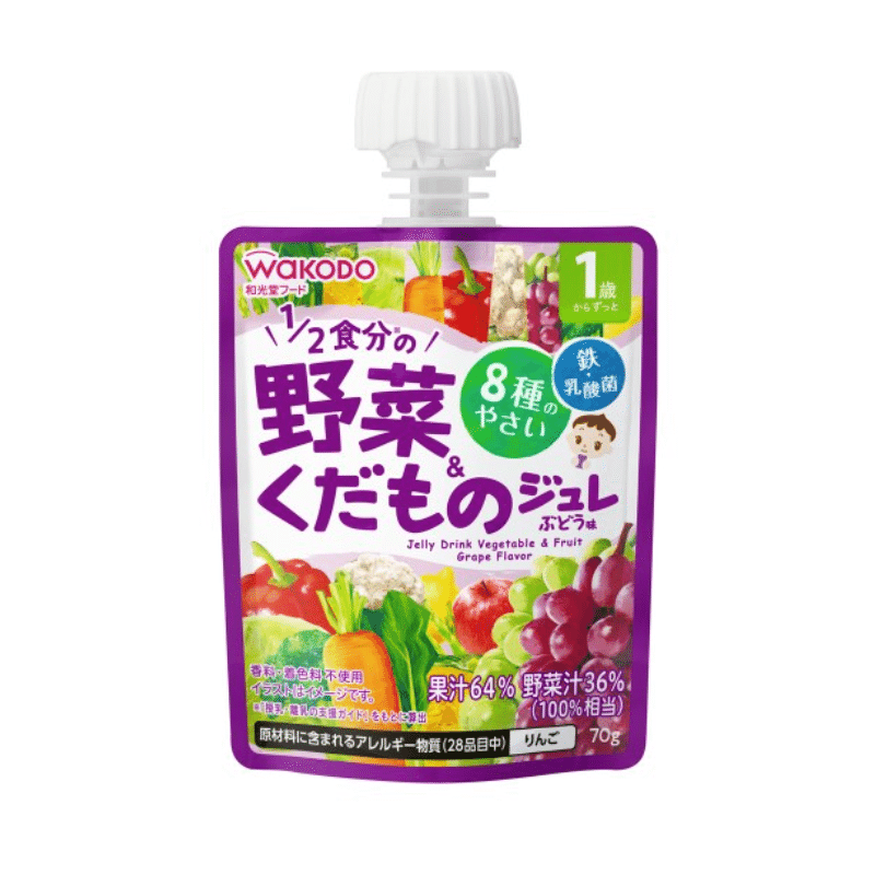 Wakodo Grape Veg Fruit Jelly Drink Ages 1+ 70g 70 กรัม