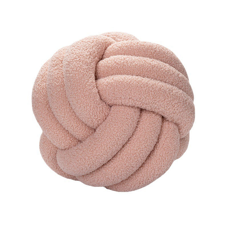 LULLABUY Knotted Ball Lamb Fleece Throw Pillows Pink 28cm 2000 그램