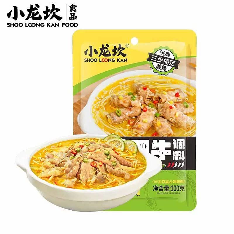 Xiaolongkan sour soup beef in chili sauce packet 100g 100 กรัม