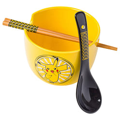 Pokemon Pikachu Electric Ceramic Ramen Noodle Rice Bowl Chopsticks and Spoon 1 each