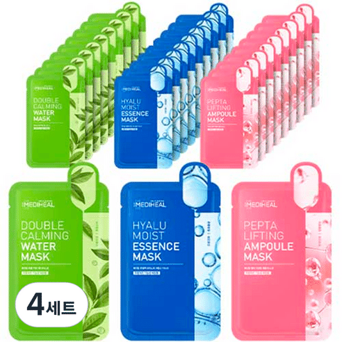 Mediheal Double Water+Hyalu Moist Essence+Pepta Lifting Ampoule Mask, 30 sheets 1 กล่อง