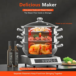 3-Tier Stainless Steel Steamer, Meat Vegetable Cooking Steam Pot Kitchen Steamer 1 each