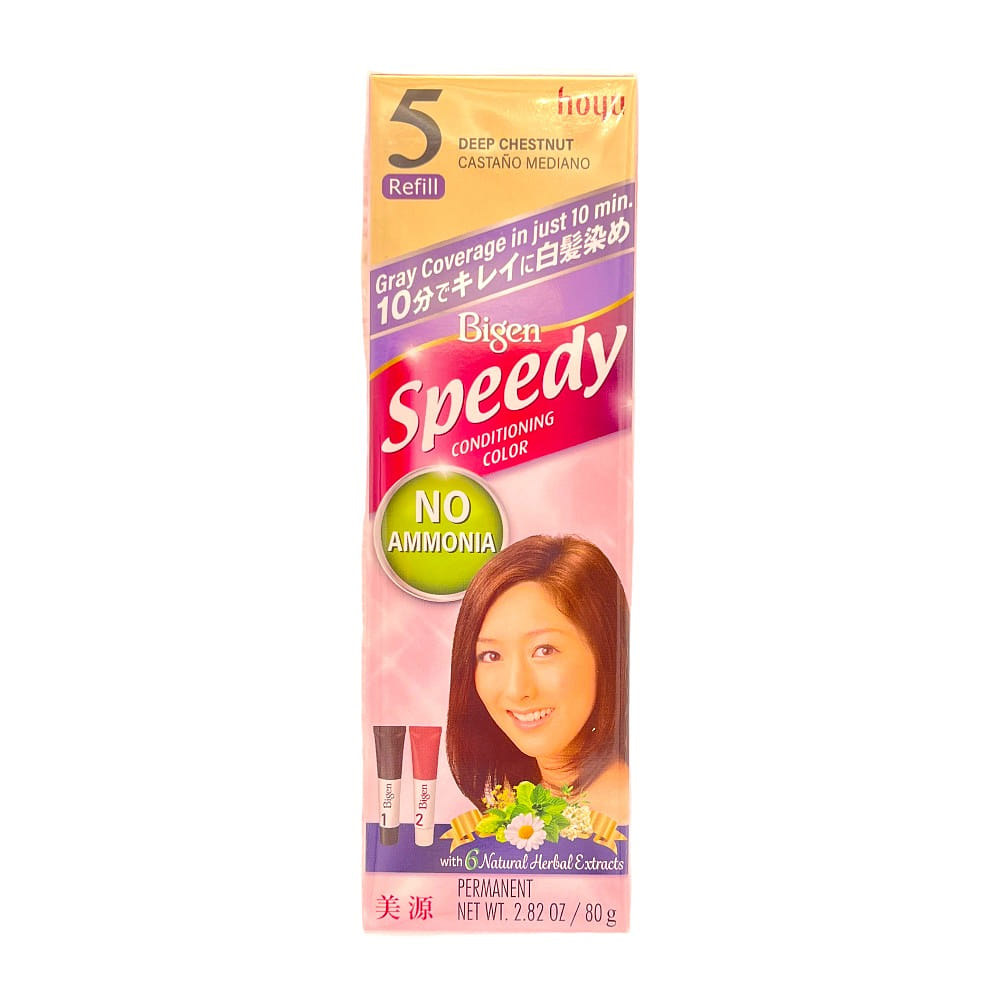 Japan Hoyu Bigen Speedy Hair Color # 5 Deep Chestnut No Ammonia 40g+40g Hair Dye 1 กล่อง