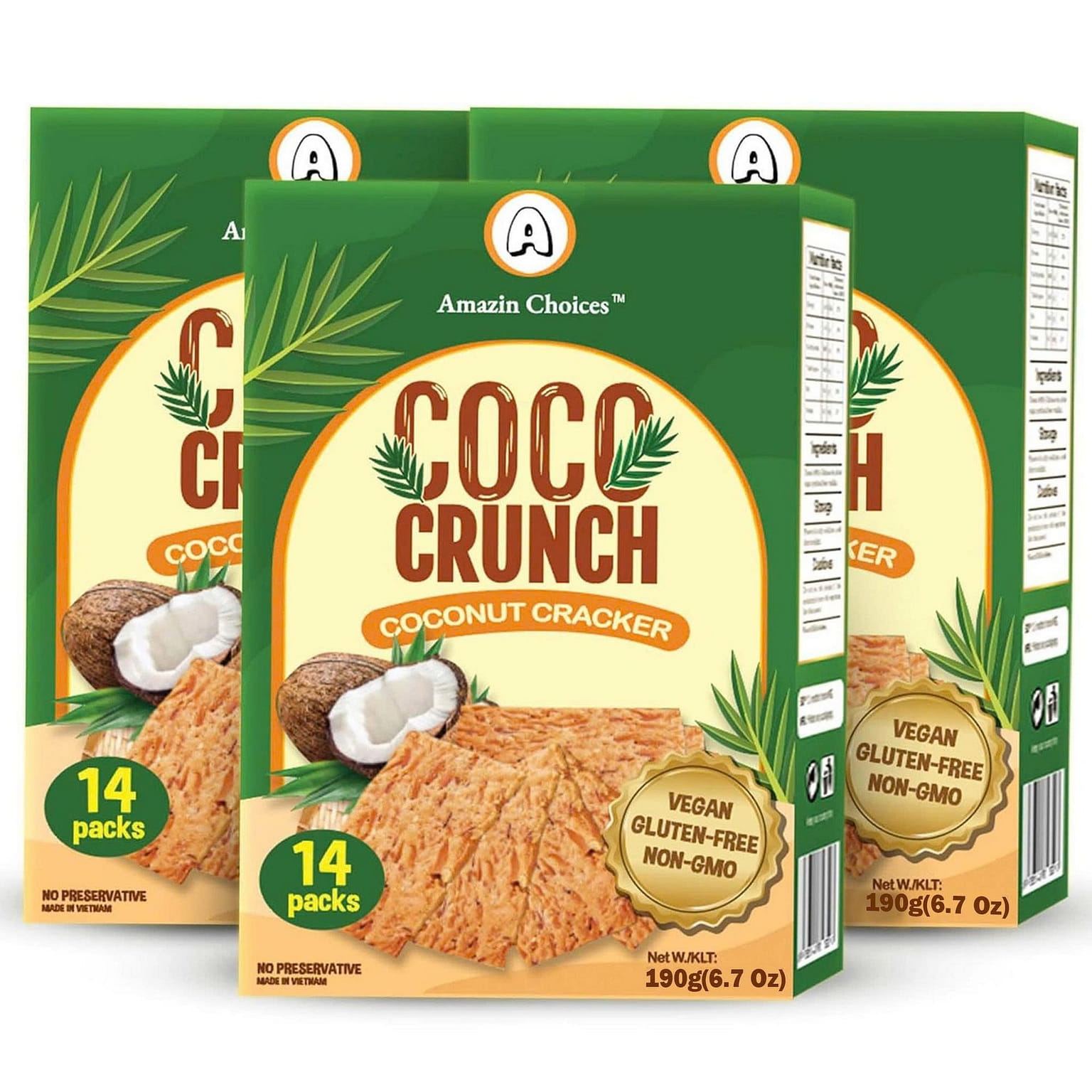 코코 크런치 구운 코코넛 크래커 190g 3 box